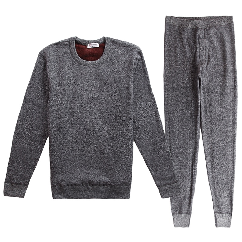 真彩男士保暖内衣冬季加绒双层加厚植物纳米绒暖霸两件套装可外穿