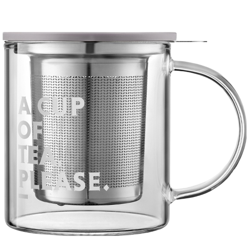 北鼎(buydeem)茶水分离泡茶杯过滤玻璃杯 家用办公室带盖带把透明水杯男女350ml