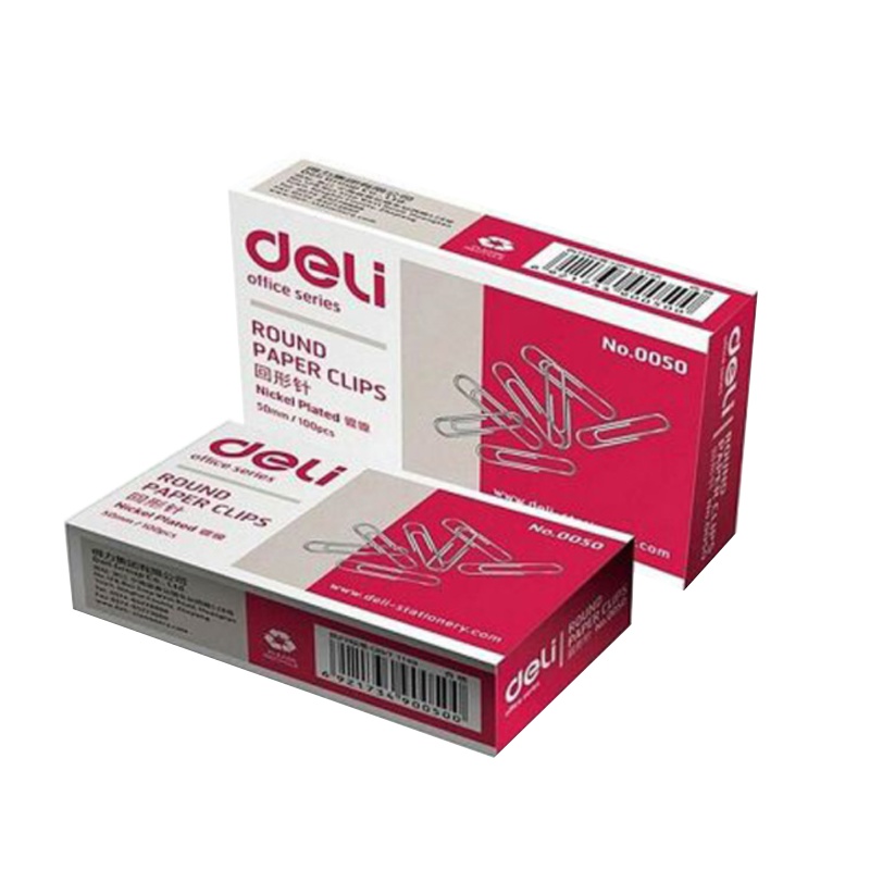 得力 0050回形针 大号加厚电镀金属曲别针 100枚/盒