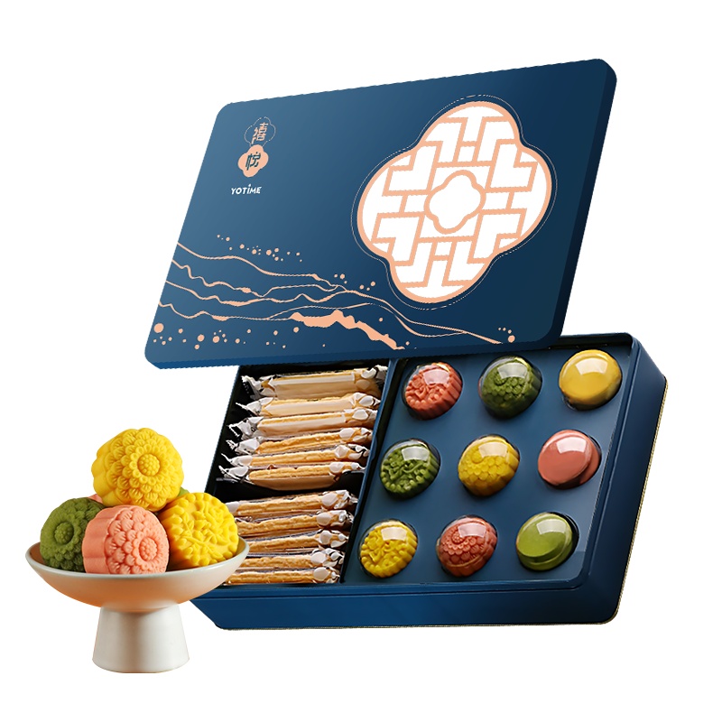 YOTIME中秋礼品月饼礼盒 古典国潮包装奶黄牛乳多味桃山月饼 莲蓉蛋黄酥苏式月饼 中秋礼物团购定制