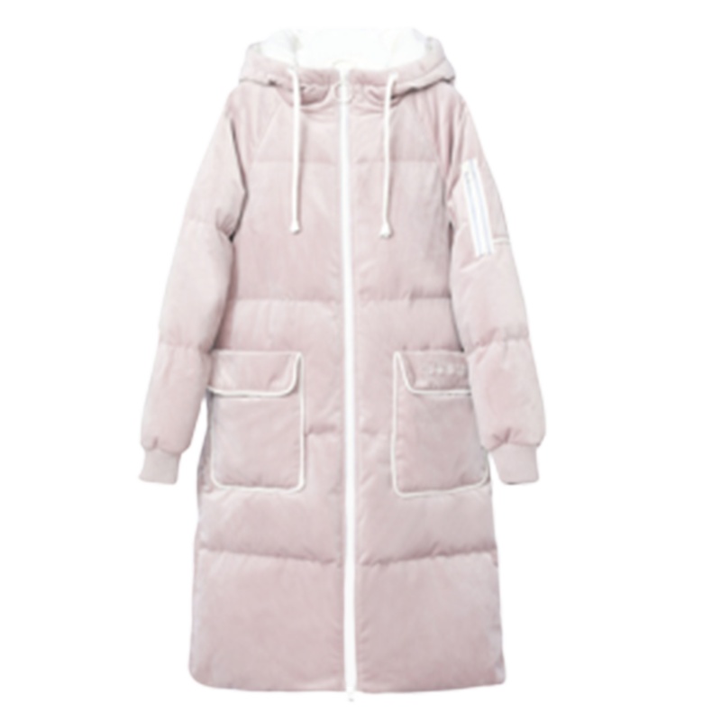 【专柜同款】拉贝缇金丝绒羽绒服女装中长款拉夏贝尔2019冬季新款时尚过膝外套60009223