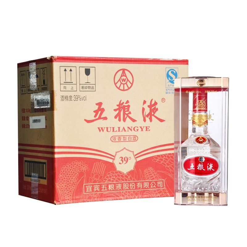 五粮液 低度 39度 浓香型白酒 500ml*6 整箱装