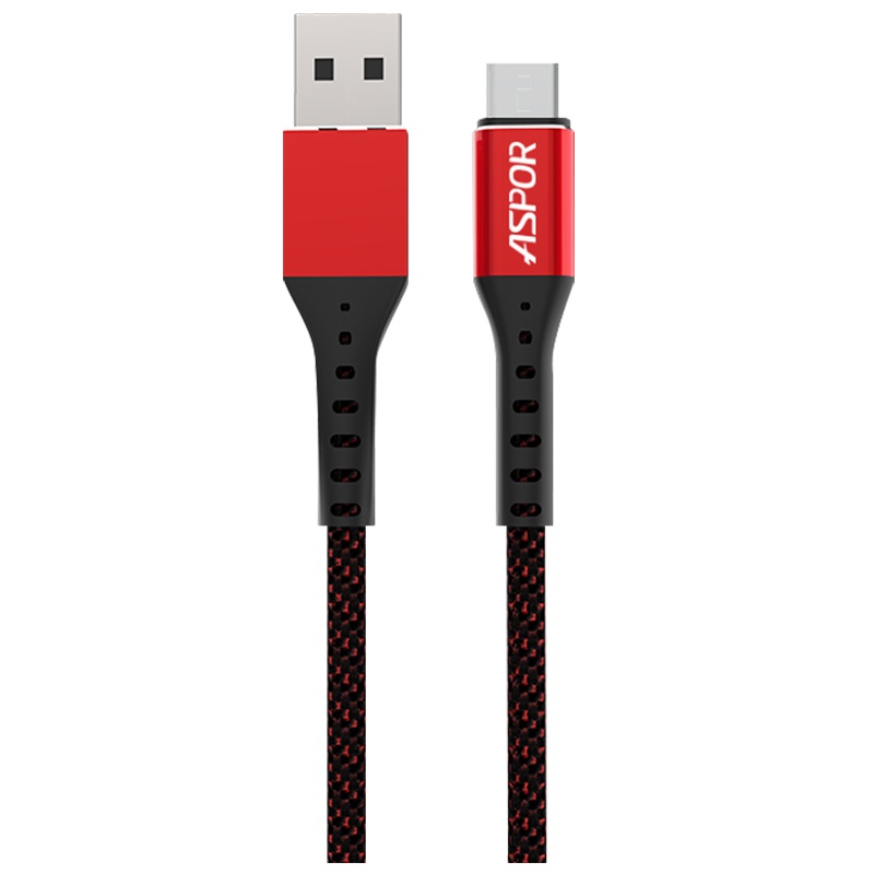 ASPOR A168 type-c据线平板手机通用尼龙数据线type-c 1M充电线 红色