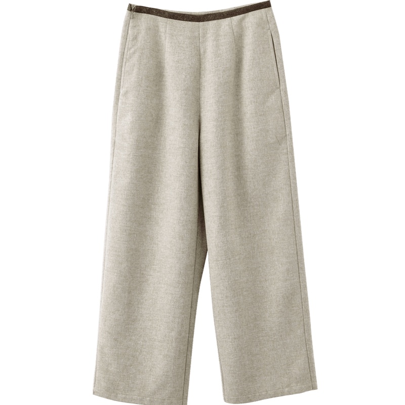 茵曼2019秋季新款文艺气质纯色高腰阔腿裤女显瘦通勤长裤直筒百搭