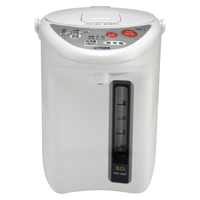 虎牌(tiger)电热水瓶PDH-A30C 白色 3L微电脑电热水壶 三段保温热水壶 自动去氯节能 节能定时保温水瓶