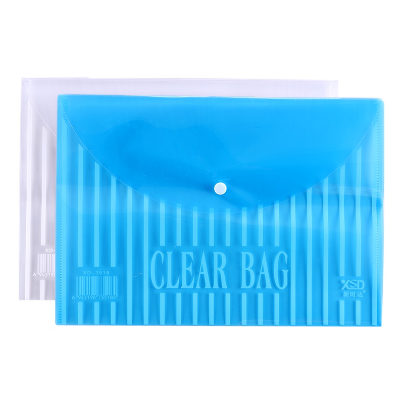 新时达XD-3518文件袋纽扣袋A4透明塑料档案袋加厚票据按扣文具收纳袋资料袋办公学生用品20个/包
