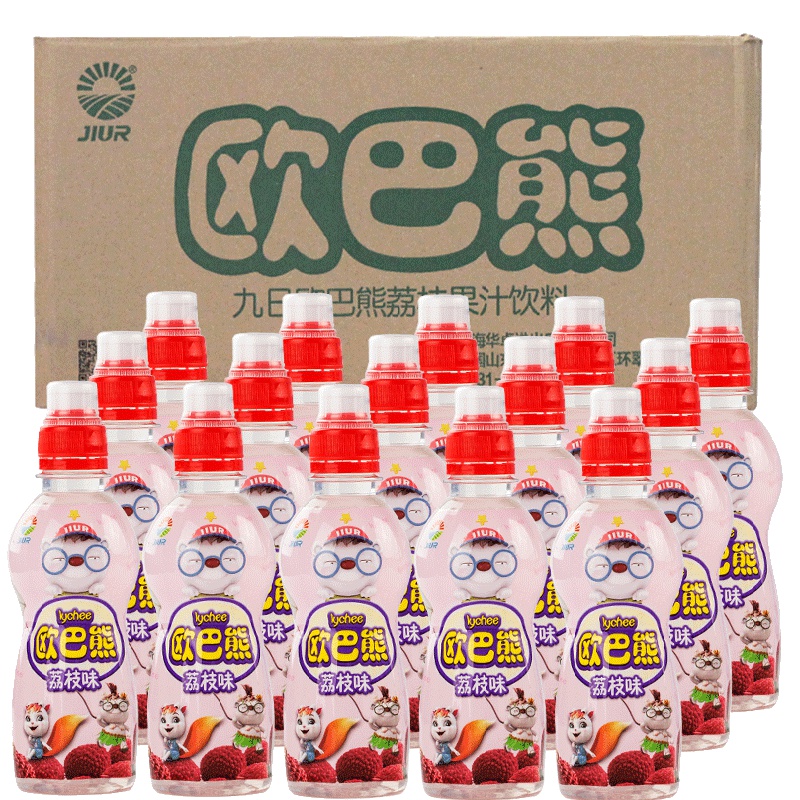马来西亚进口 九日欧巴熊荔枝果汁饮料250ml*24瓶整箱饮料