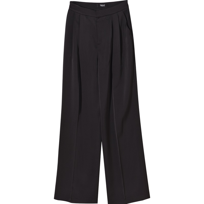 娅丽达女裤2019秋季新款休闲阔腿裤女高腰垂感时尚宽松大码直筒裤I3514