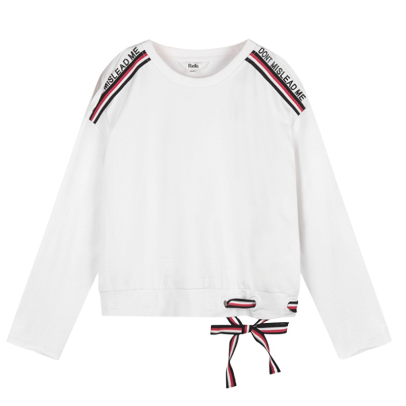 【专柜同款】圆领套头卫衣女露肩2018春装新款韩版宽松学生甜美长袖chic上衣潮20011754