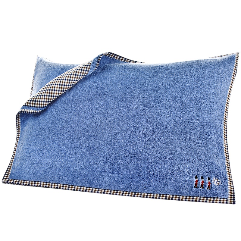 三利 枕巾家纺 纯棉A面纱布B面毛圈 情侣枕巾一对装 布艺包边正反两用枕头巾 52×75cm