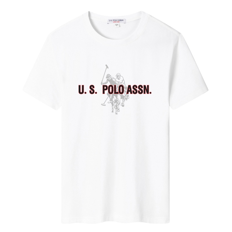 USPOLO ASSN（100%棉）夏季新款男士短袖T恤潮流印花纯棉圆领宽松休闲上衣