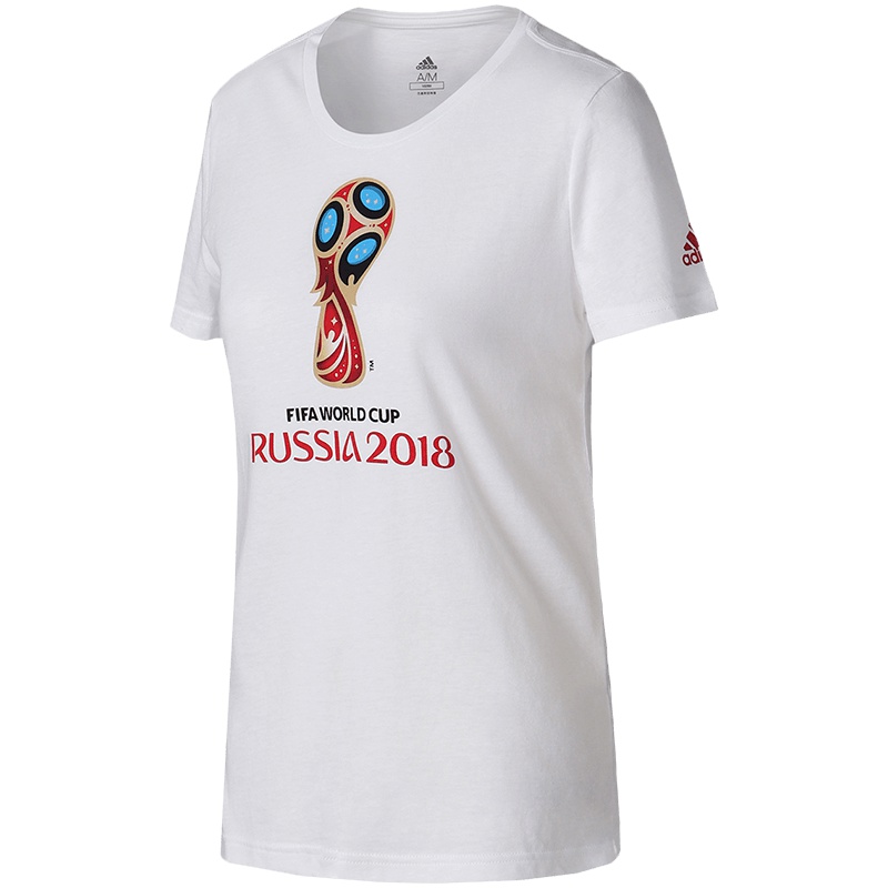 adidas阿迪达斯女子短袖T恤世界杯球迷休闲运动服CW2081 L CW2081白