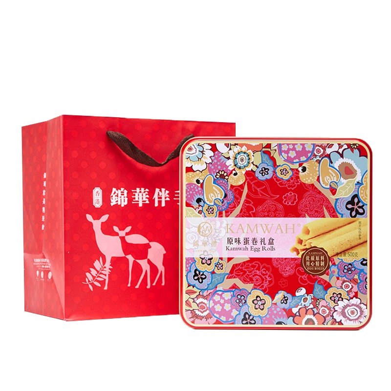 香港锦华礼 原味蛋卷500g/罐 品质年货礼品礼盒香浓原味鸡蛋卷糕点零食