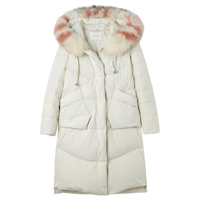 拉夏贝尔冬新款韩版中长款连帽长袖学生显瘦外套女羽绒服