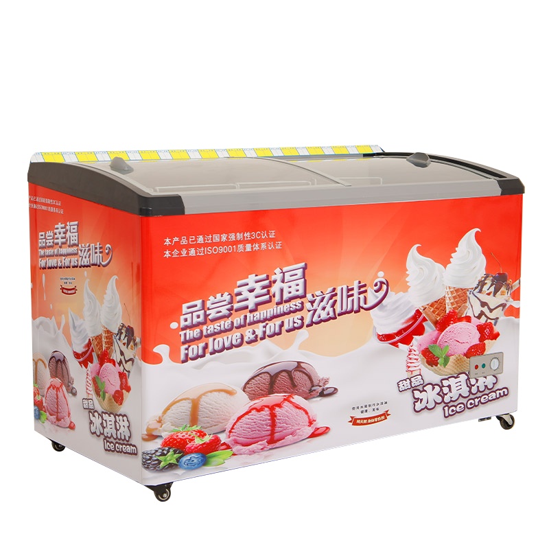 妮雪318L冰柜冷冻柜卧式圆弧门速冻冷柜商用家用雪糕柜展示柜海鲜柜饮料柜