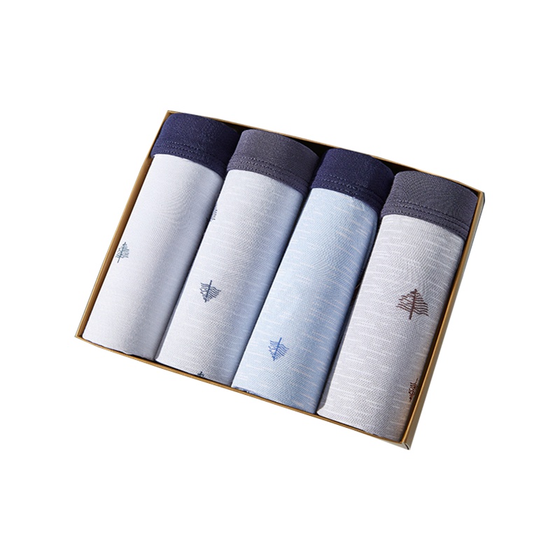 七匹狼 【抑菌冰丝】4条装舒适夏季冰丝平角裤男士内裤男