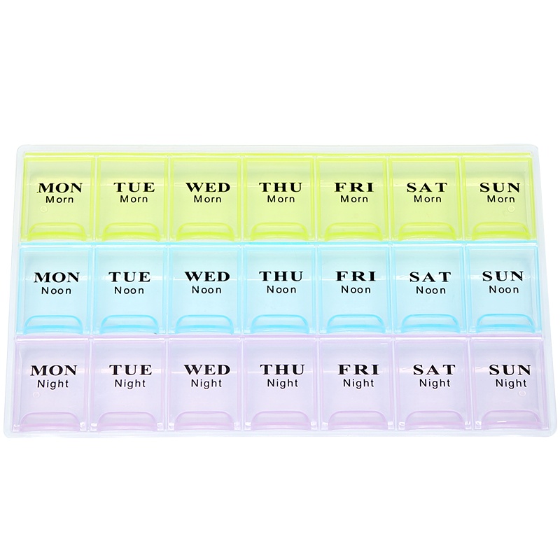 第九城（V.NINE） 便携薬盒分装带文字提醒一周定时薬丸密封收纳盒 中文印字款