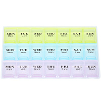 第九城（V.NINE） 便携薬盒分装带文字提醒一周定时薬丸密封收纳盒 中文印字款