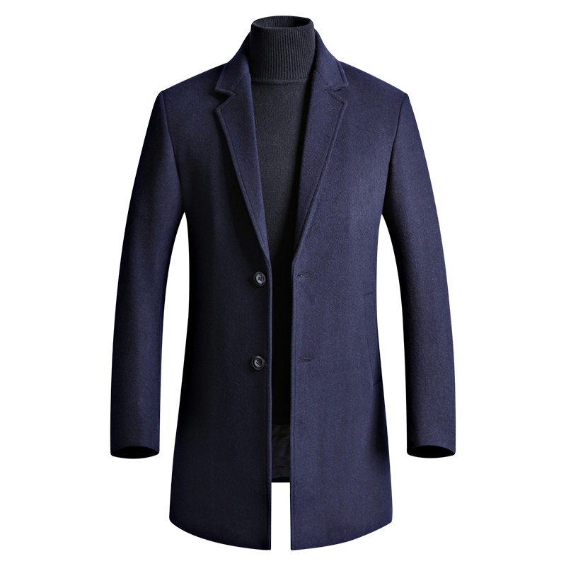 新款秋冬羊毛呢大衣男中长款无羊绒无双面呢男士呢子外套商务风衣. HN17819