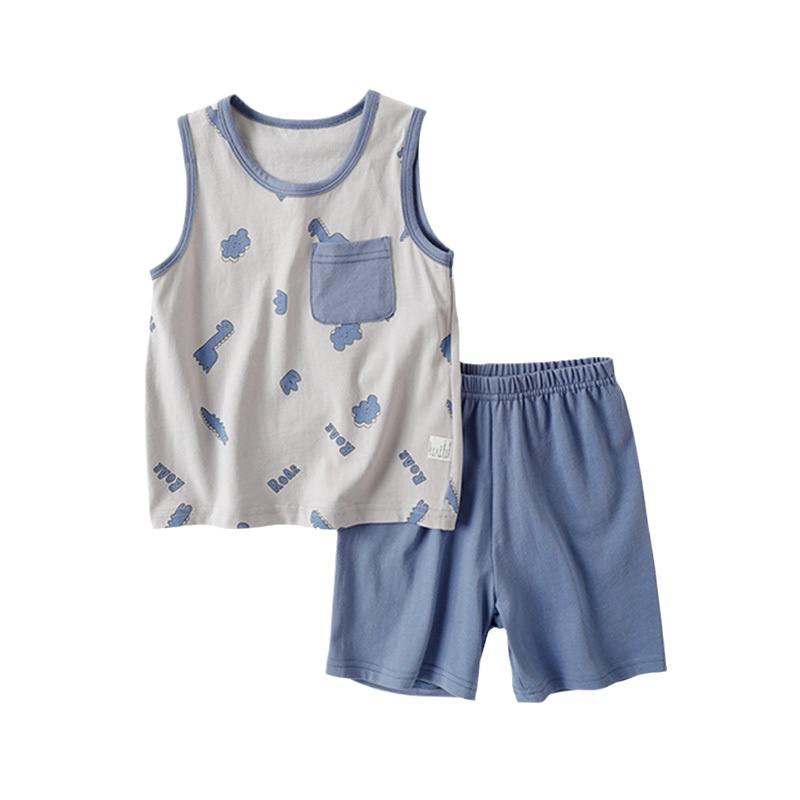 精典泰迪儿童背心套装夏款男童无袖薄款家居服睡衣