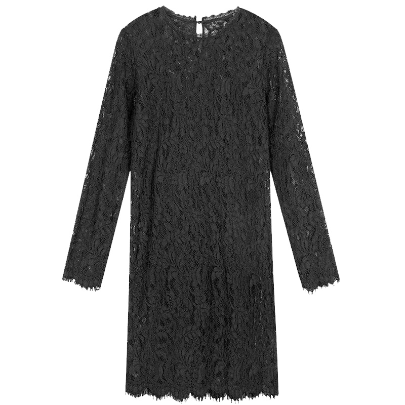 拉夏贝尔秋季女装新款优雅气质韩版复古显瘦蕾丝连衣裙女10014970