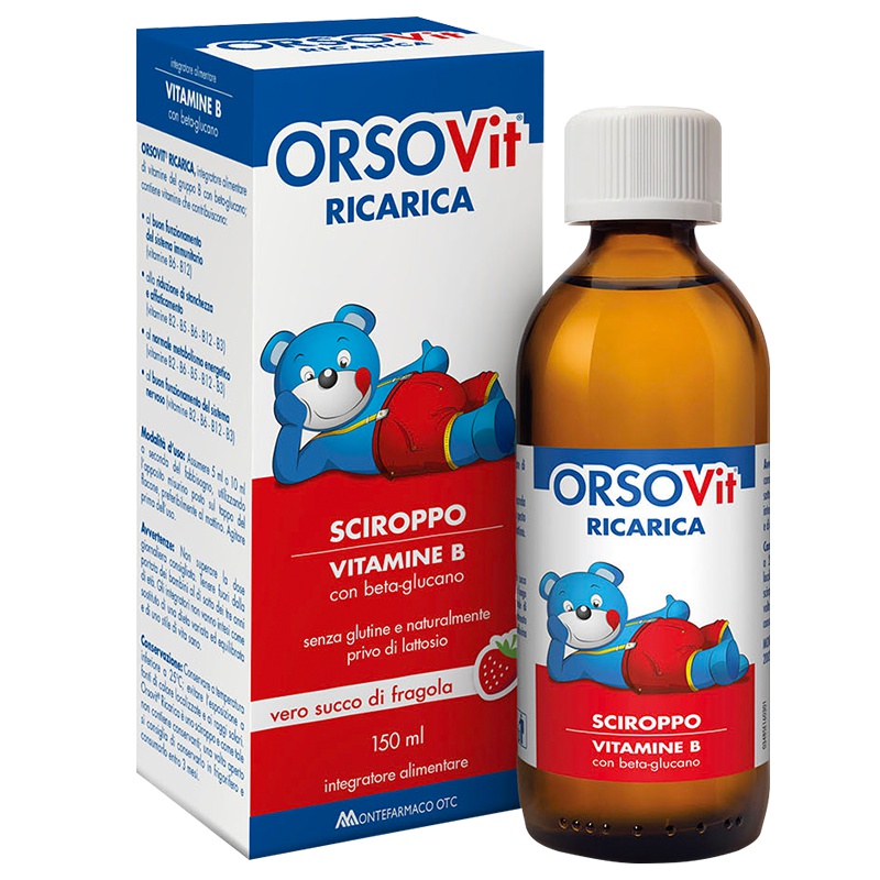 MONTEFARMACO意大利直邮进口 小熊维生素B族 糖浆 150ml/瓶装 3岁以上儿童 草莓味口服液