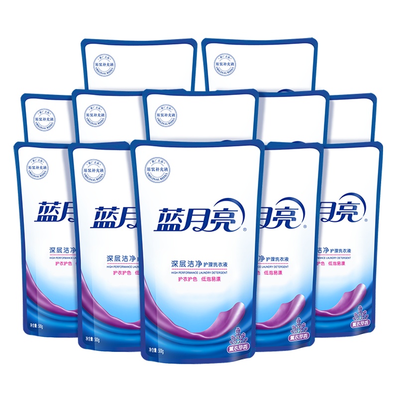 蓝月亮 洗衣液机洗500g*12袋整箱装薰衣草香深层洁净补充装