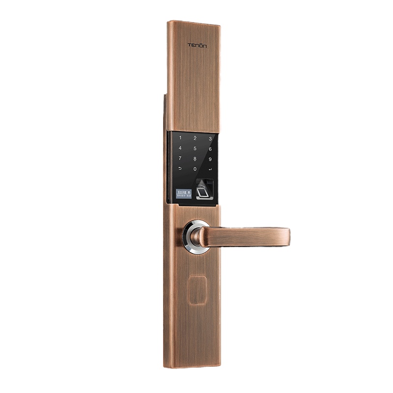 亚太天能(TENON)微信智能指纹锁锌合金家用指纹密码锁电子门锁V18 红古铜 (标准版)适配ios;Android
