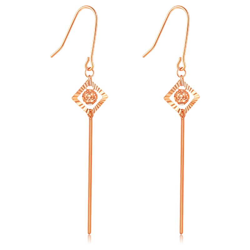 Ryual 18K金耳环 玫瑰金女士耳坠女款彩金长款耳饰 黄金 送女友老婆计价款