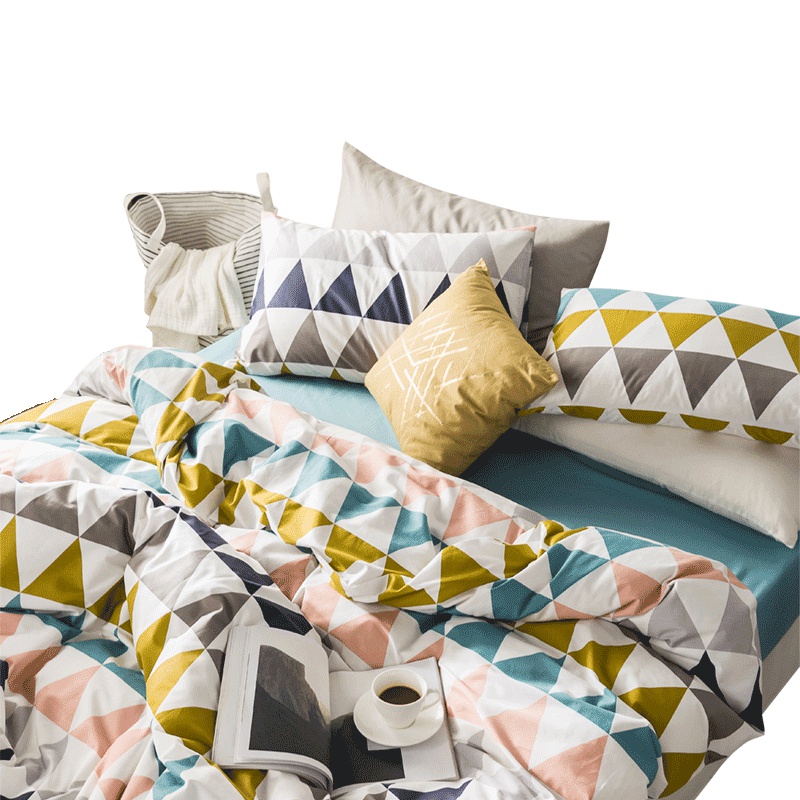 南极人(NanJiren)家纺 北欧式ins风床上用品斜纹全棉四件套简约网红床单夏季被套宿舍4三件套床笠