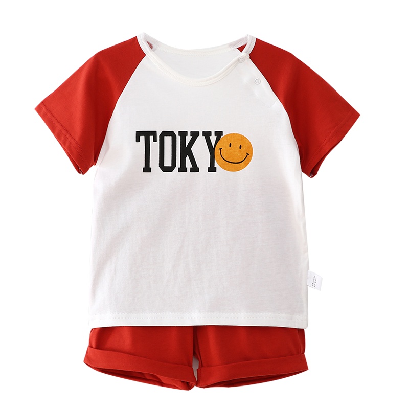 卡伴(Curbblan)童装儿童卡通微笑T恤套装夏季棉质T恤套装适合身高80-120cm儿童