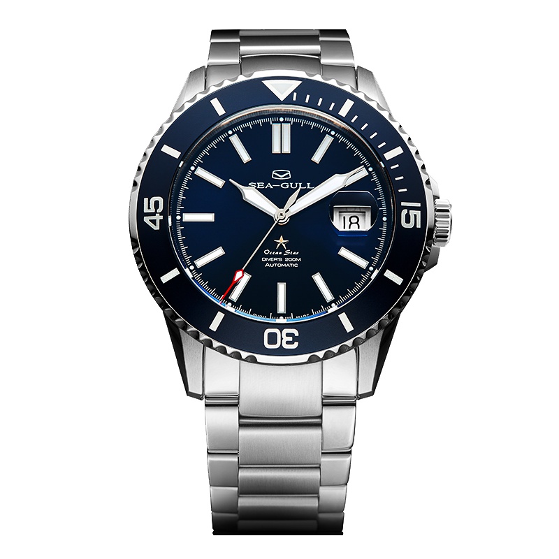 海鸥手表(SEAGULL)男士商务自动机械表男款钢带男表潜水系列200M防水816.523海洋之星