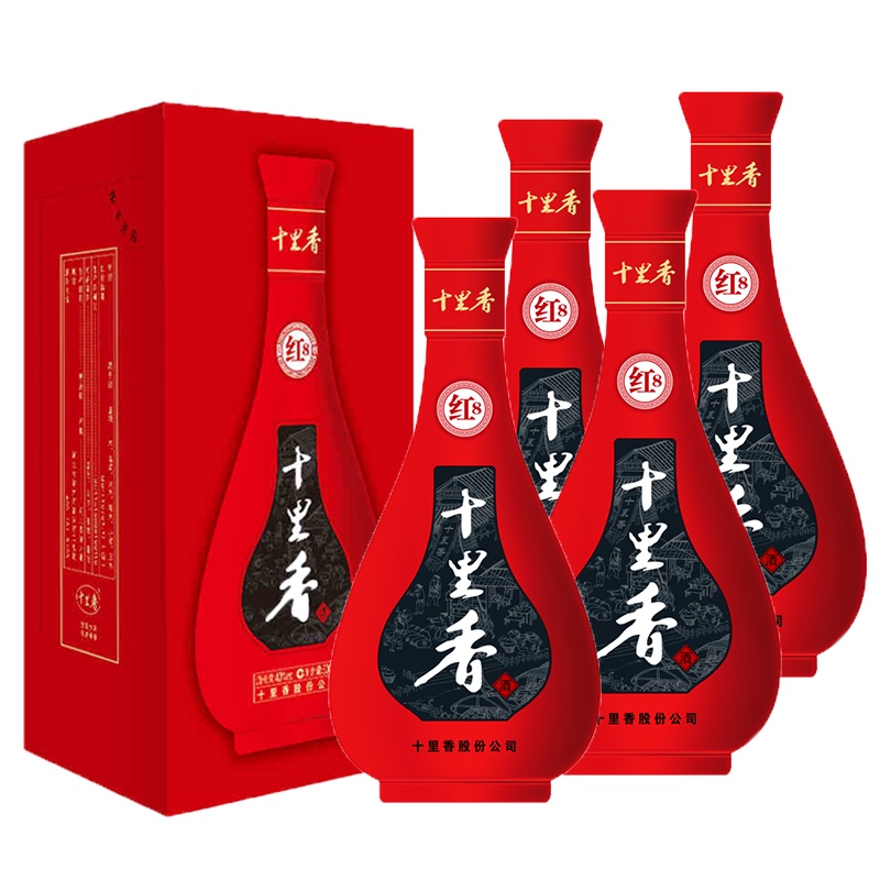 [中华老字号]十里香 40度红八 500ml*4瓶整箱装 非遗酿造浓香型白酒礼品酒 沧州特产 华北