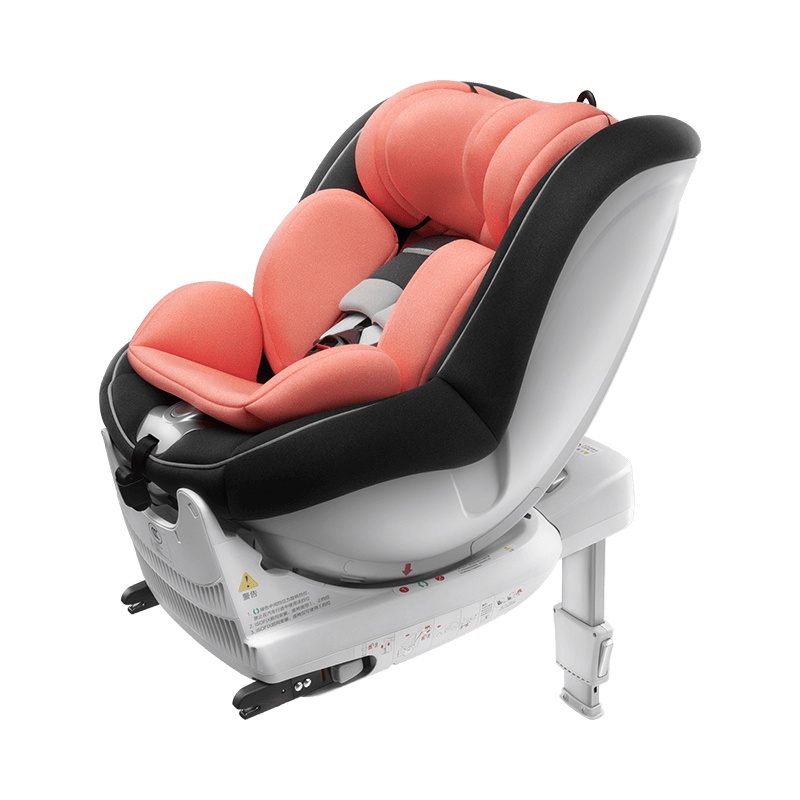 mibabe儿童汽车用旋转安全坐椅婴儿座椅0-4岁宝宝椅珊瑚红QQ129KX