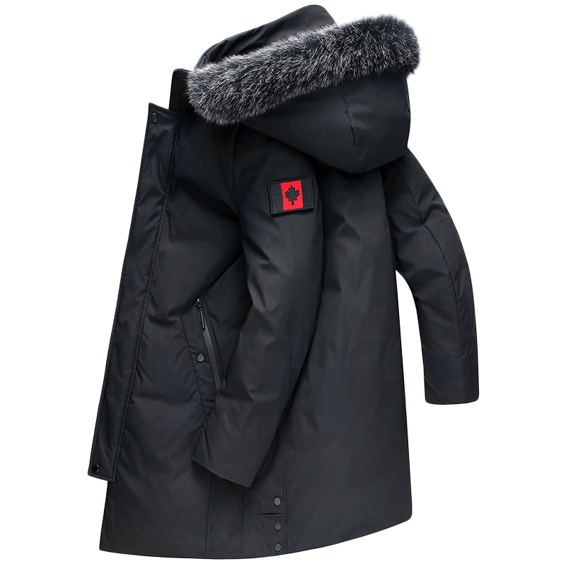 雅鹿反季特卖羽绒服男潮中长款2019新款加厚狐狸毛领商务外套男w