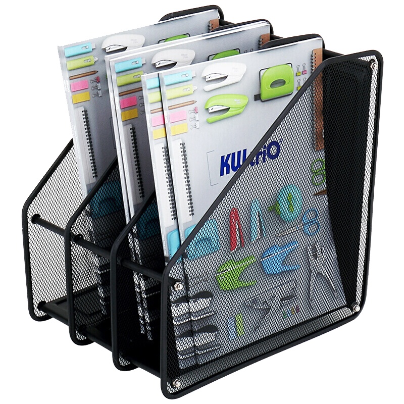 可得优(KW-triO)ZH-03金属铁网文件栏 三联文件筐 文件架 资料架 文件架子 文件框