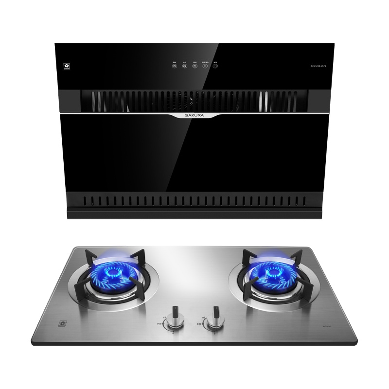 樱花(SAKURA)烟灶套餐 750小侧吸抽油烟机 18立方 4.2KW燃气灶具 自清洗烟灶厨电套装JA75+BGZ01
