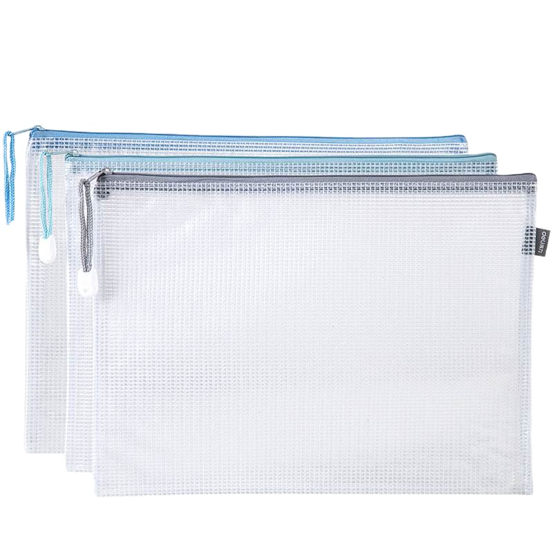 得力63450拉链袋(混)加厚文件 袋透明网格拉链袋 公文档案袋 资料袋 办公用品(10个/组)