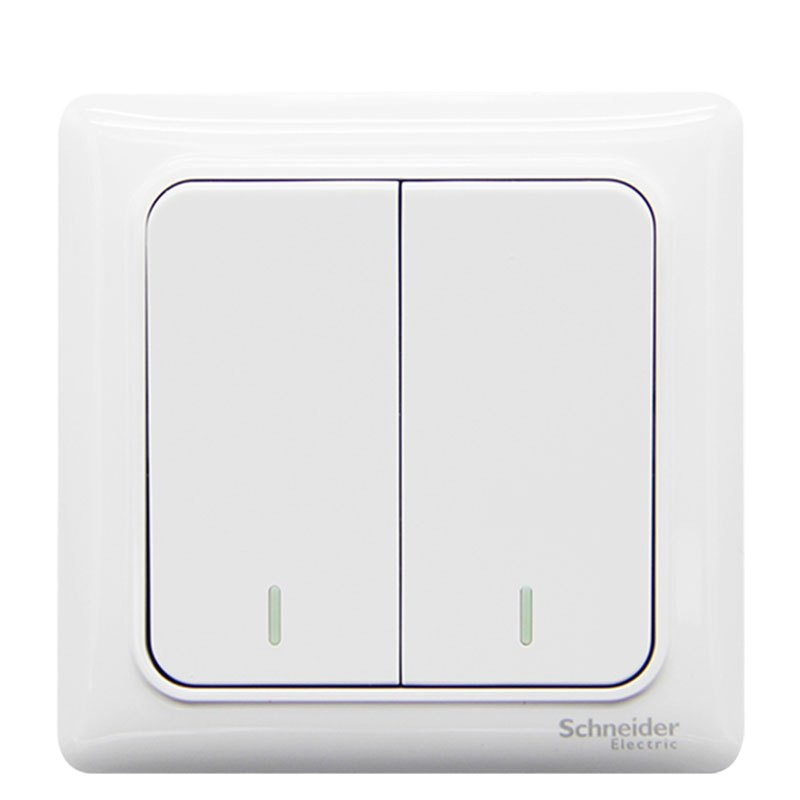 歌派 睿意系列经典白 开关插座家用86型 施耐德电气双开单控 经典白