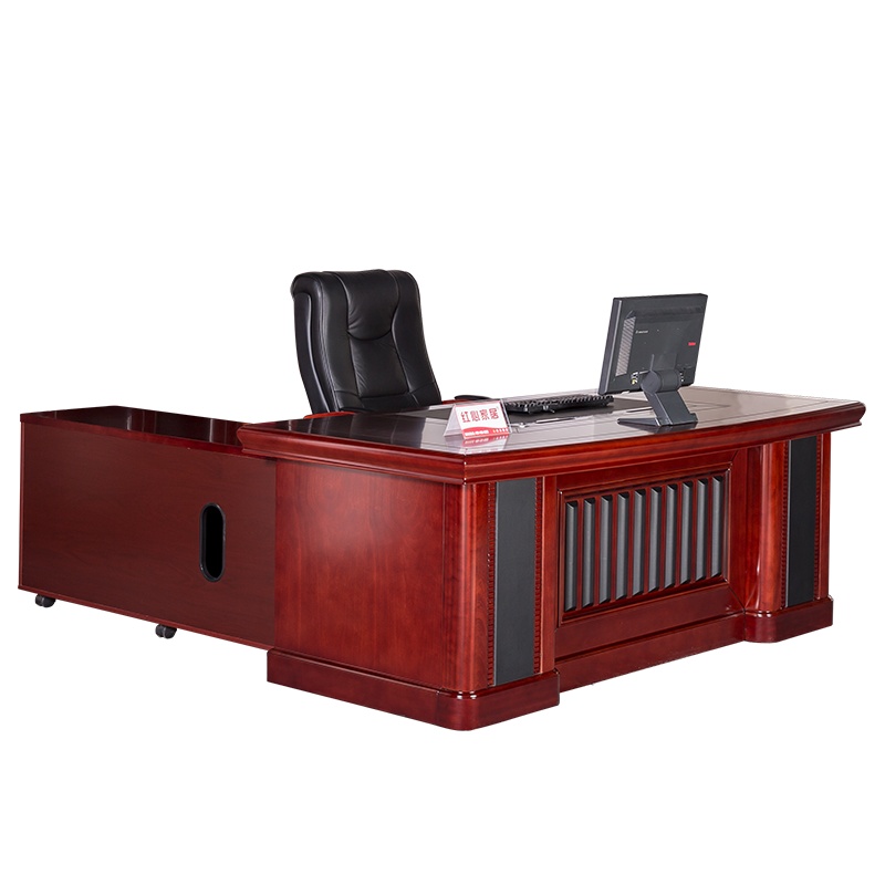 【红心家居】办公家具大班台办公桌油漆实木贴皮老板桌经理桌