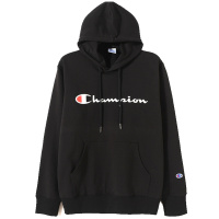 Champion 冠军春季草写印花Logo运动卫衣男士套头衫宽松潮连帽长袖外套运动服 9048