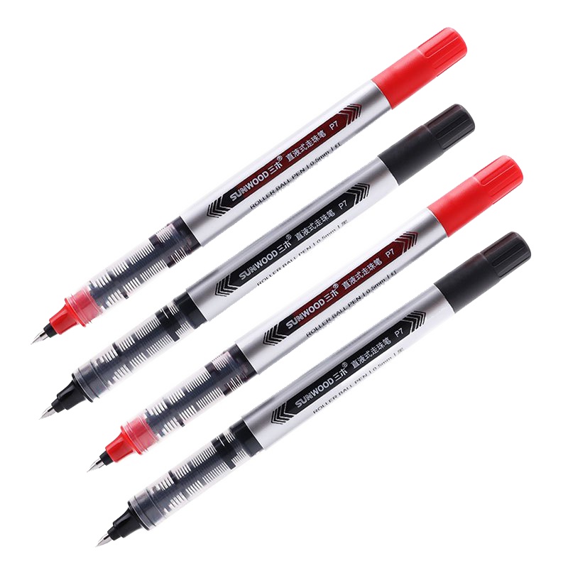 三木(SUNWOOD)P7直液式走珠笔中性笔签字笔0.5mm黑色红色办公室文具用品12支/盒