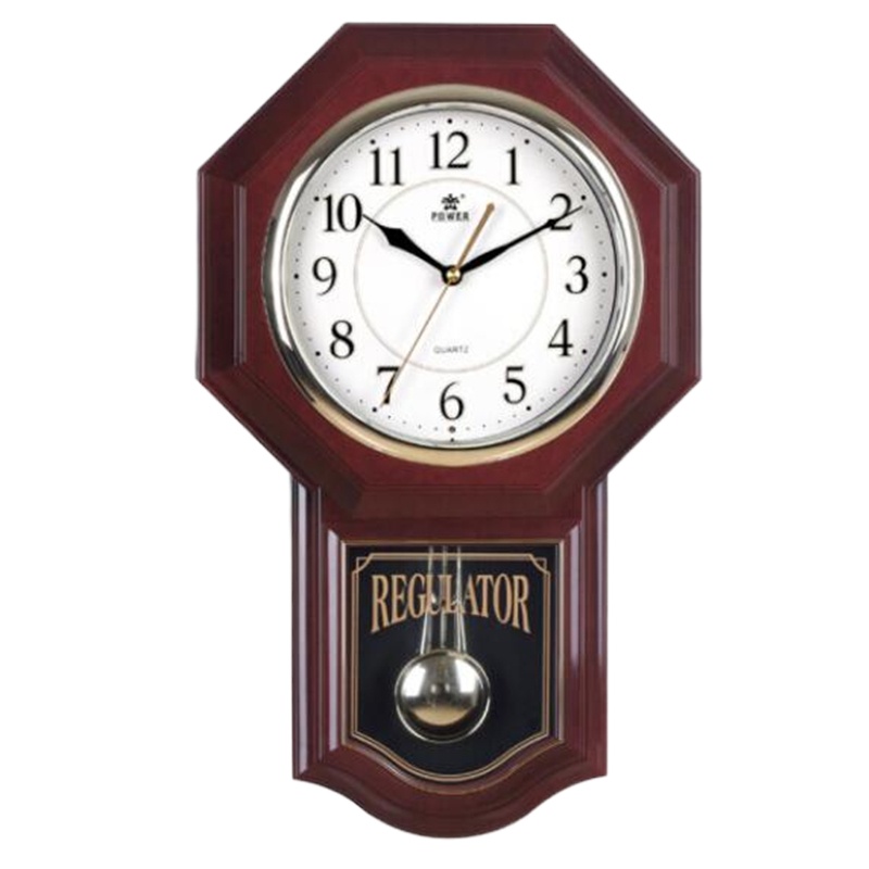 爱家 客厅中式复古静音时钟 古典实木质钟表 挂钟