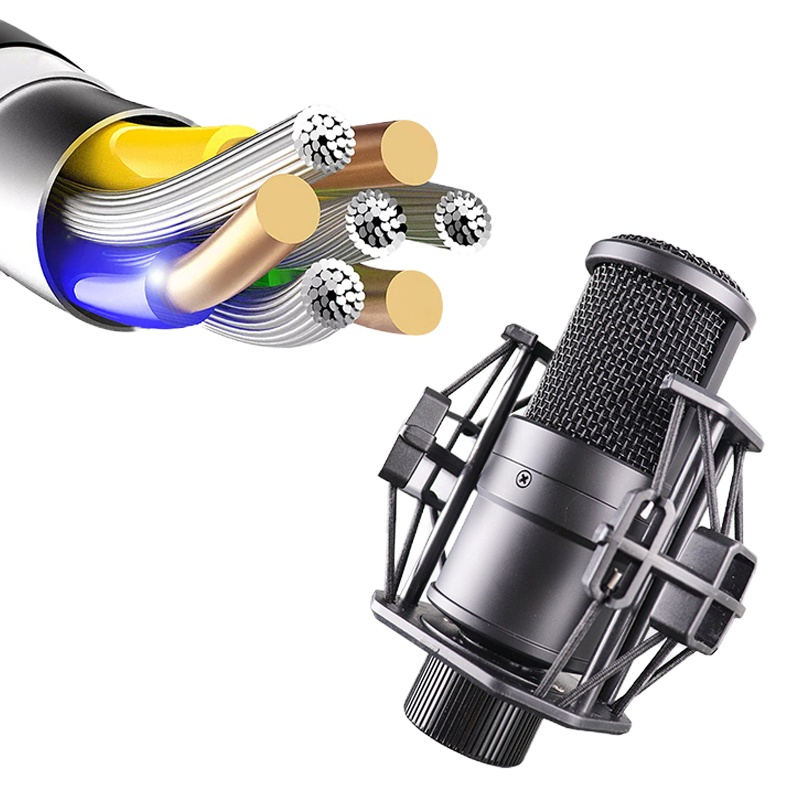 电容式麦克风 中振膜录音配音专用主播直播声卡设备录音棚套装