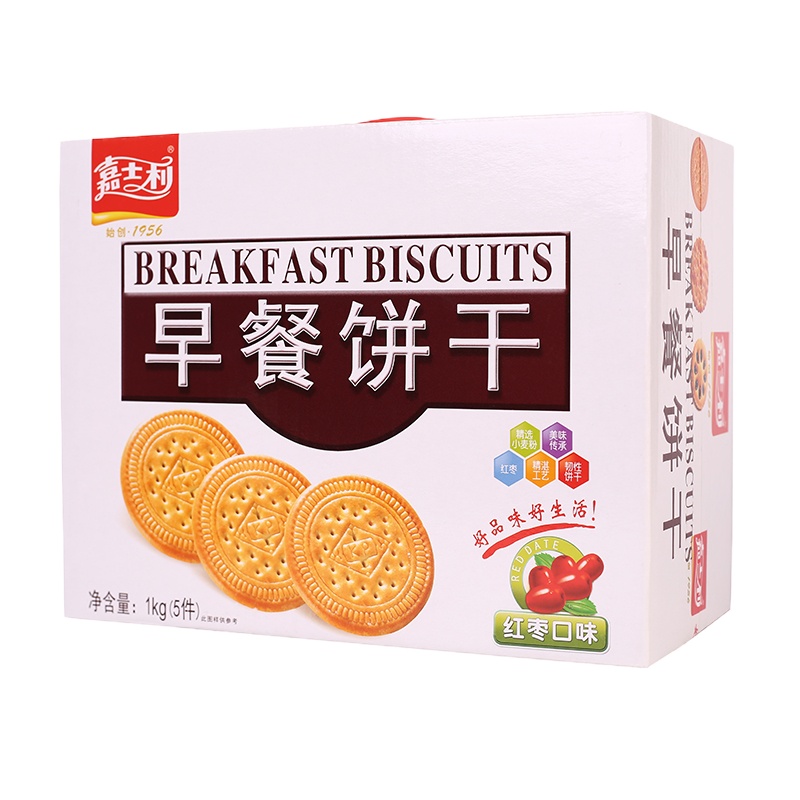 嘉士利营养早餐饼干红枣味1000g盒装优惠
