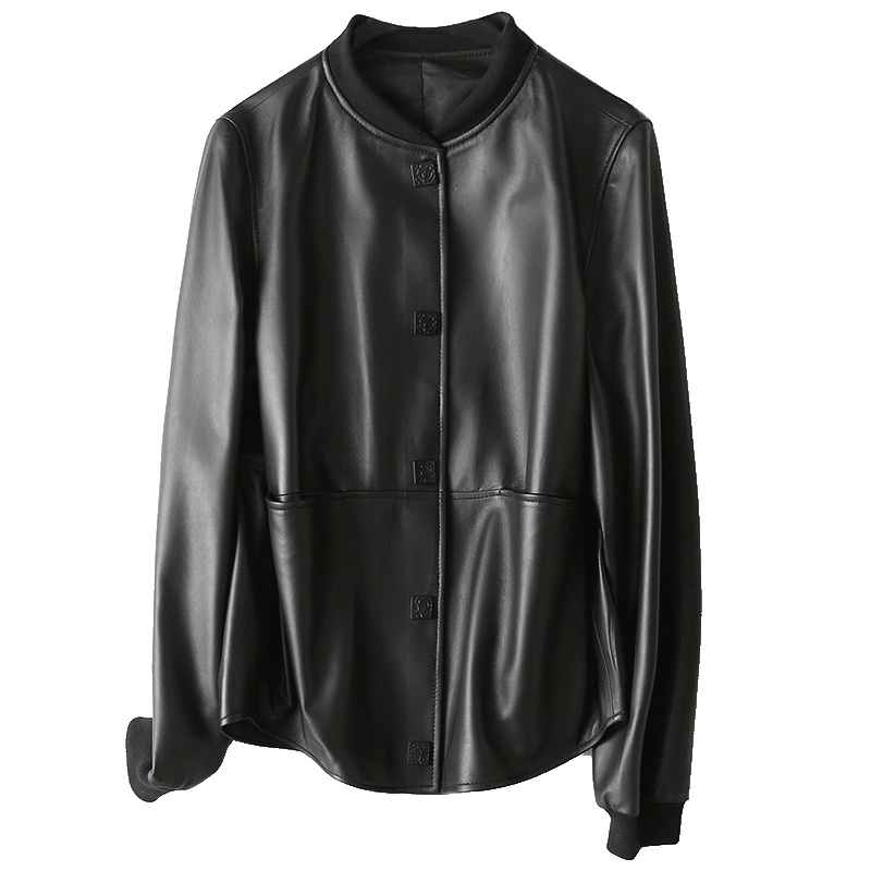 憨厚皇后 2019春装新款海宁真皮皮衣绵羊皮夹克修身短款皮外套女T