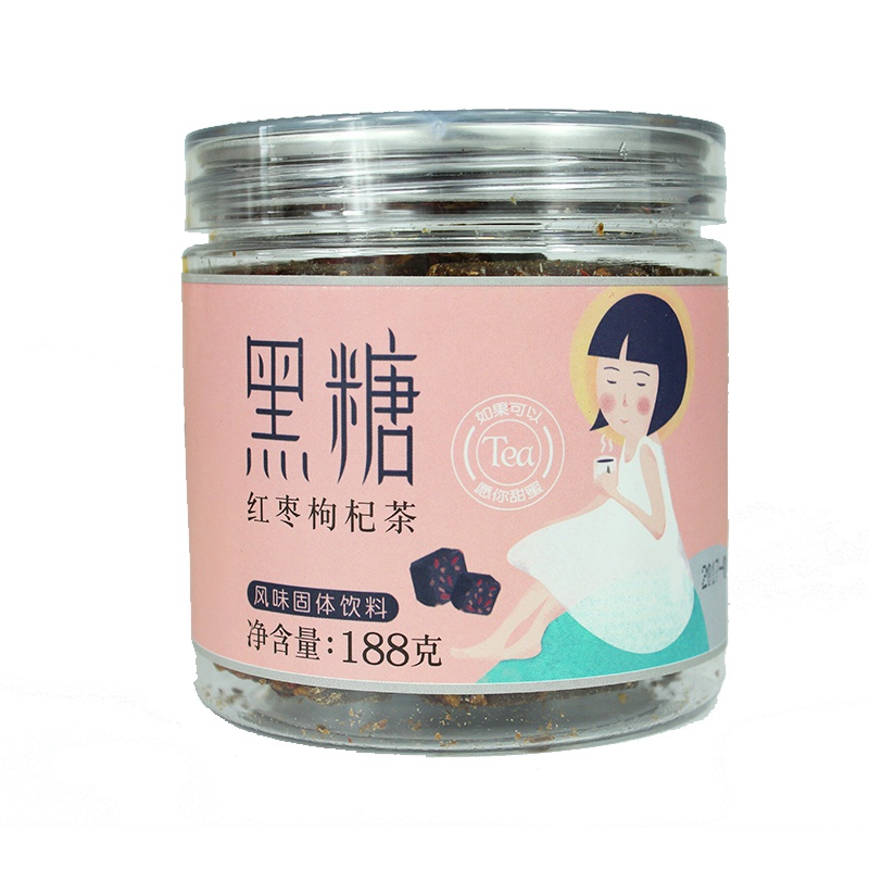 丰凯园实业 黑糖红枣枸杞茶老红糖块女人痛经月子驱寒188g*2罐