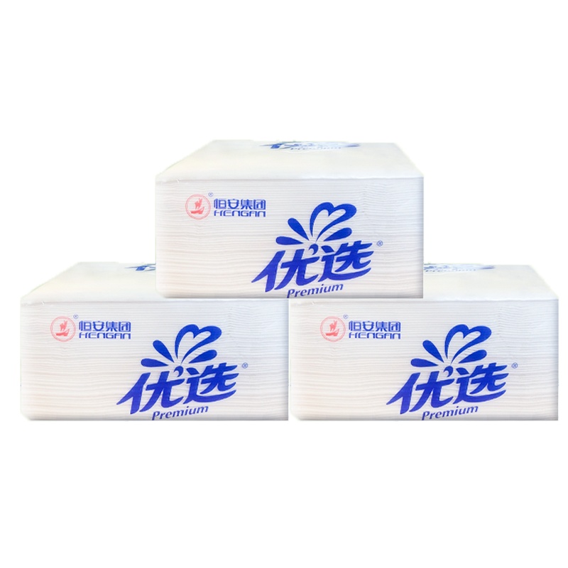 心相印优选系列白皮抽纸一份三包三层120抽餐巾纸面巾纸家庭装