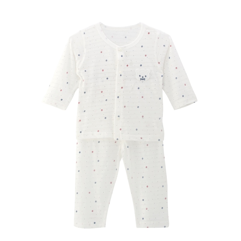 小马波迪婴儿内衣套装纯棉薄款宝宝秋衣秋裤分体新生儿棉毛衫春秋无骨开扣