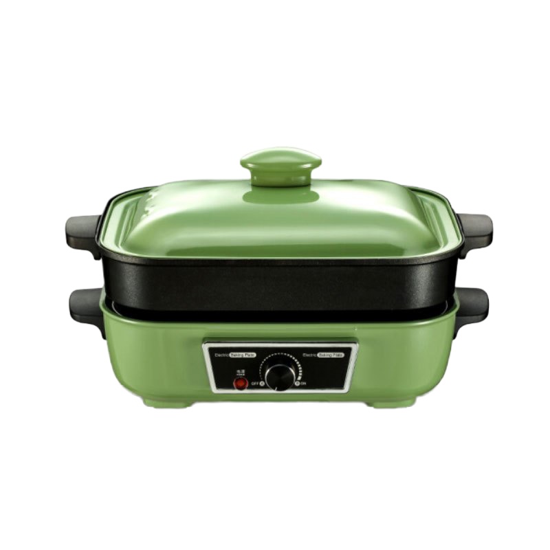 尚烤佳 多功能鸳鸯方锅中号电火锅 家用无烟电烤炉电烤盘 烤涮一体锅烧烤炉 LZW-1702B